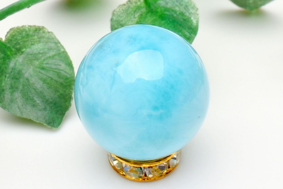 1点物】大珠◇三大ヒーリング ラリマー 18mm 丸玉(台座付き) スフィア 