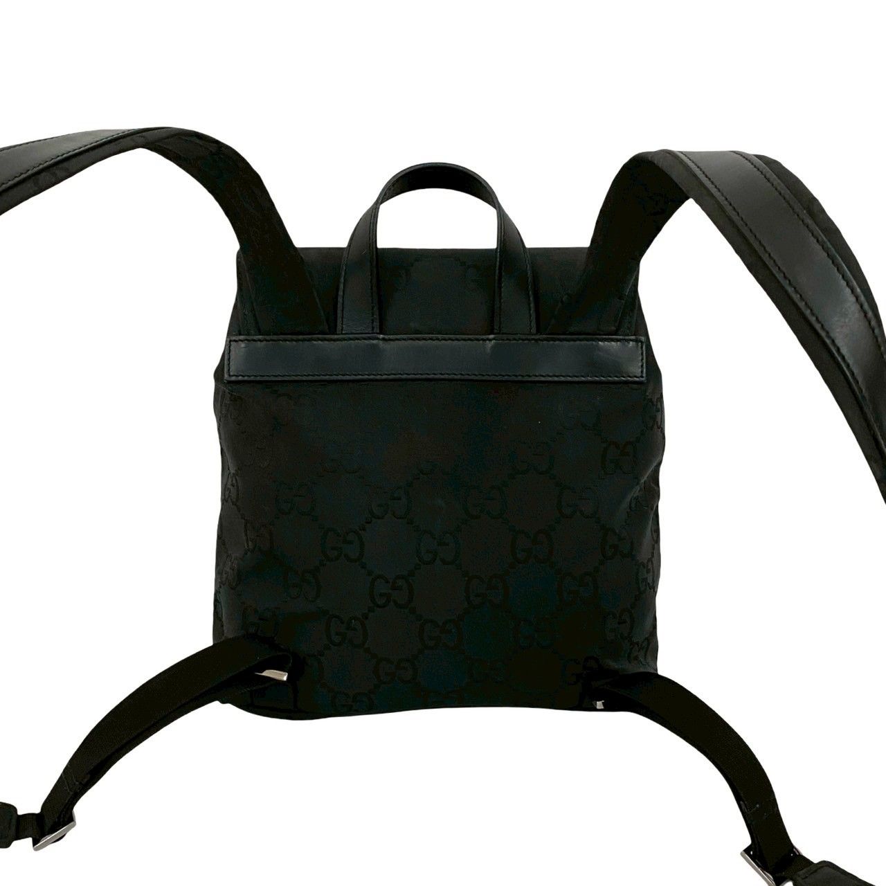 極 美品 GUCCI グッチ GG ロゴ 総柄 ナイロン レザー 本革 巾着 ミニ 