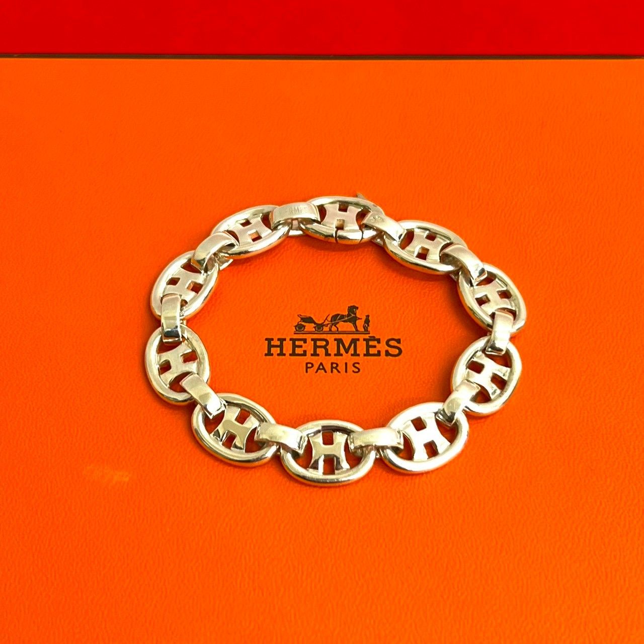 極 美品 希少品 HERMES エルメス Hロゴ ブレスレット シルバー925