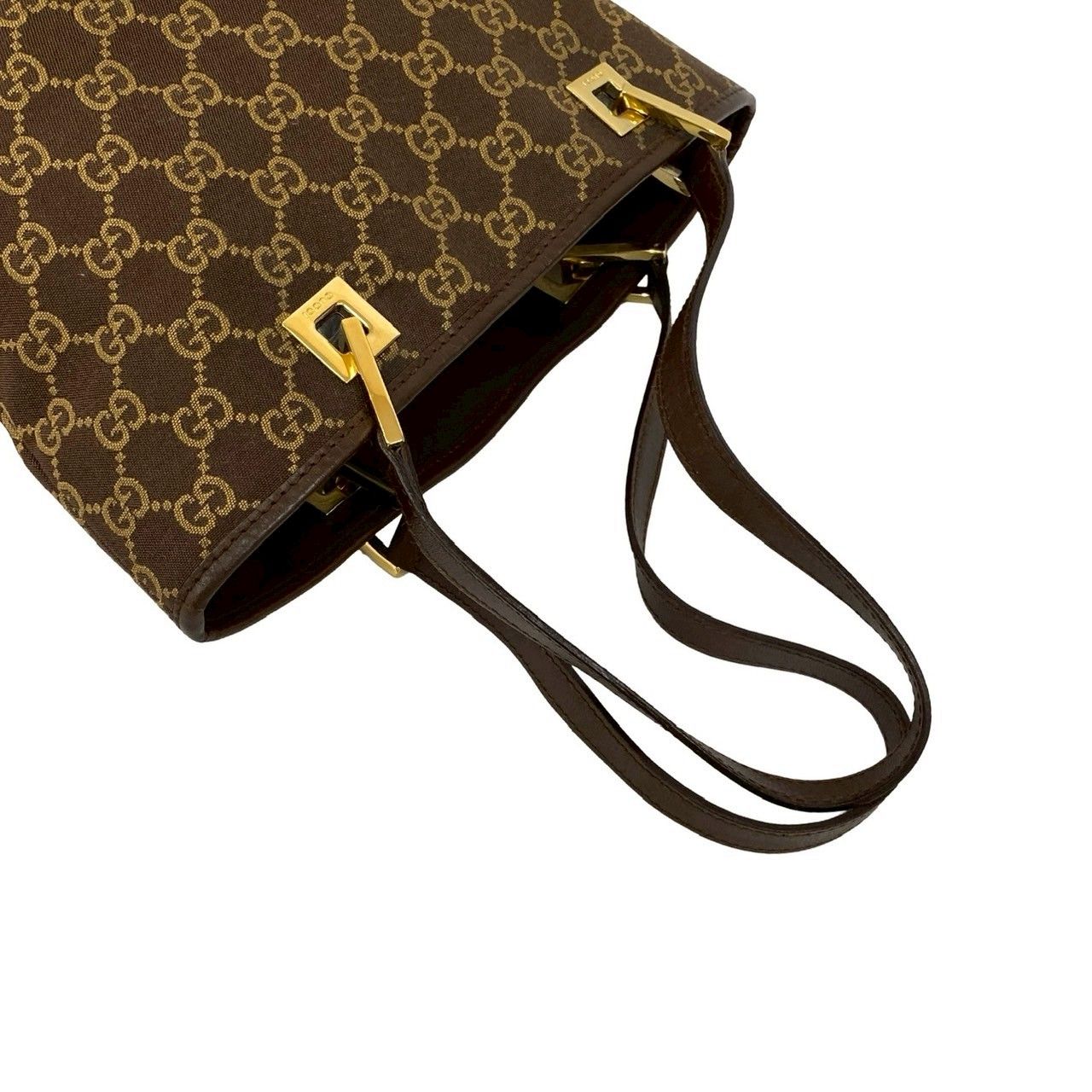 極 美品 GUCCI グッチ GG 柄 キャンバス レザー 本革 ハンドバッグ