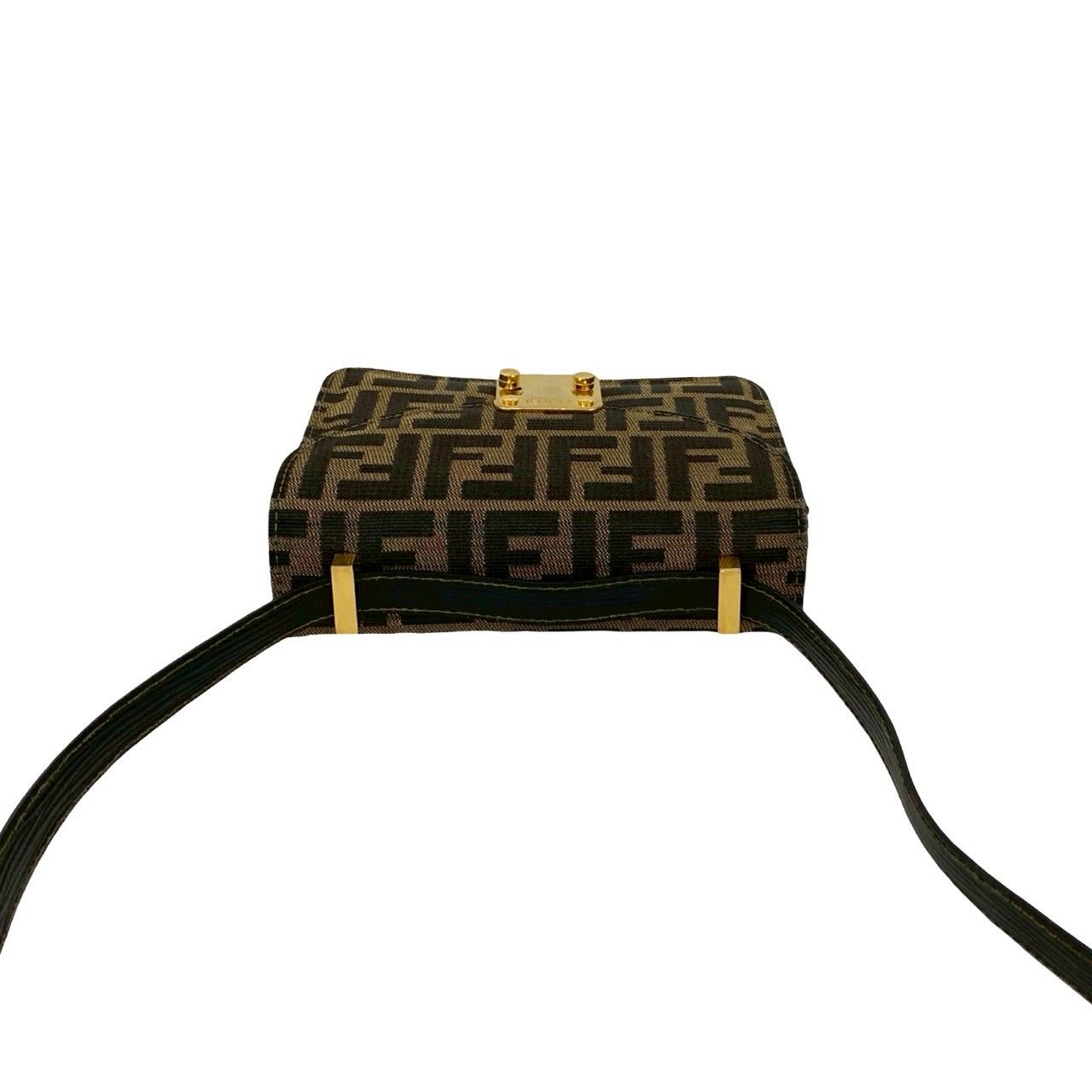 極 美品 FENDI フェンディ ズッカ FF 柄 キャンバス レザー ショルダー