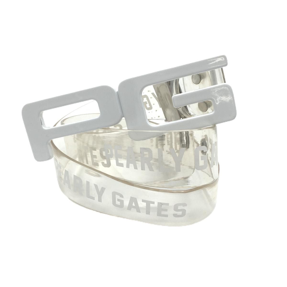 パーリーゲイツ トップ式ベルト クリア×白 ロゴ総柄 ロゴバックル レディース ゴルフウェア PEARLY GATES