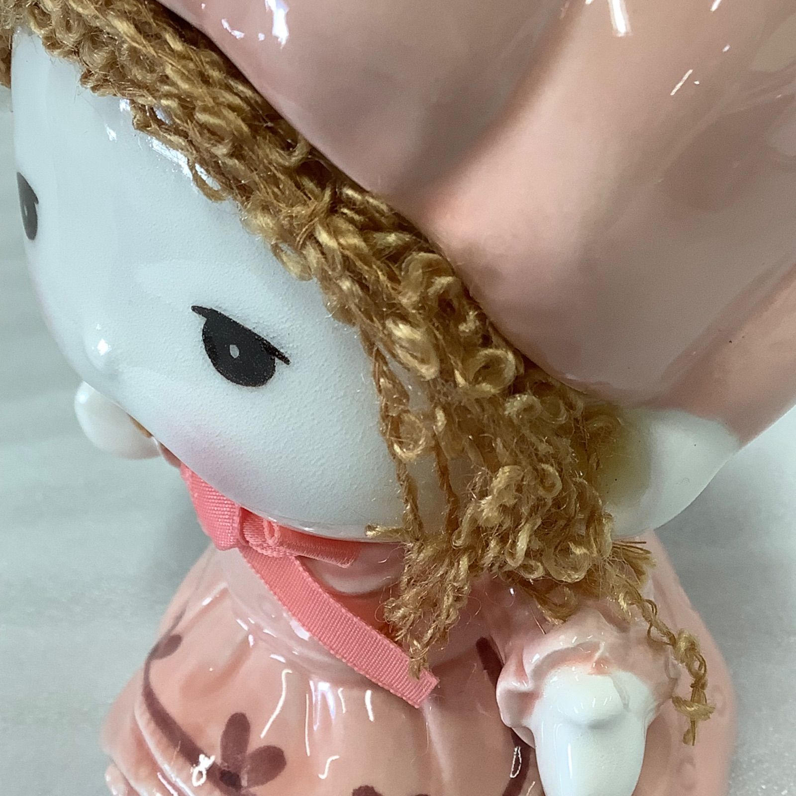 未使用】KATO KOGEI 女の子 貯金箱 ファンシー陶器 インテリア 日本製 