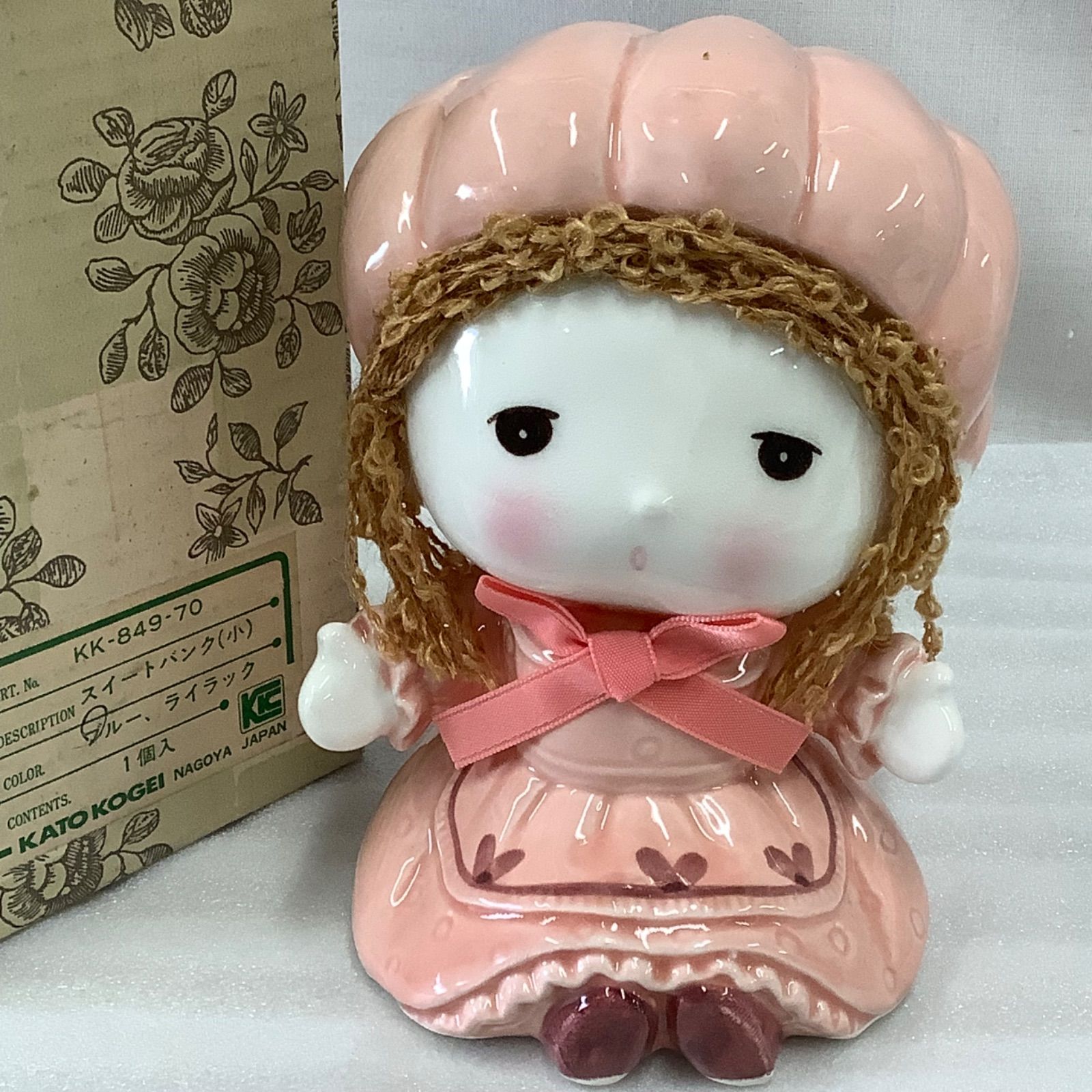 未使用】KATO KOGEI 女の子 貯金箱 ファンシー陶器 インテリア 日本製 