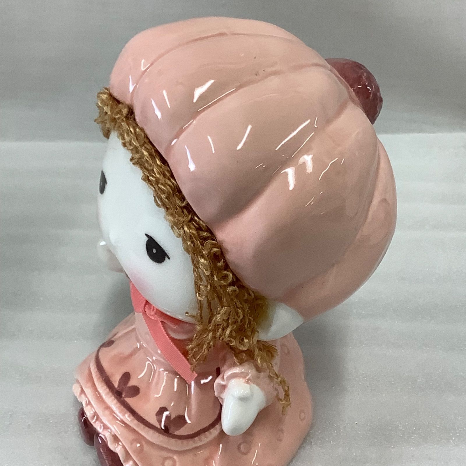 未使用】KATO KOGEI 女の子 貯金箱 ファンシー陶器 インテリア 日本製 