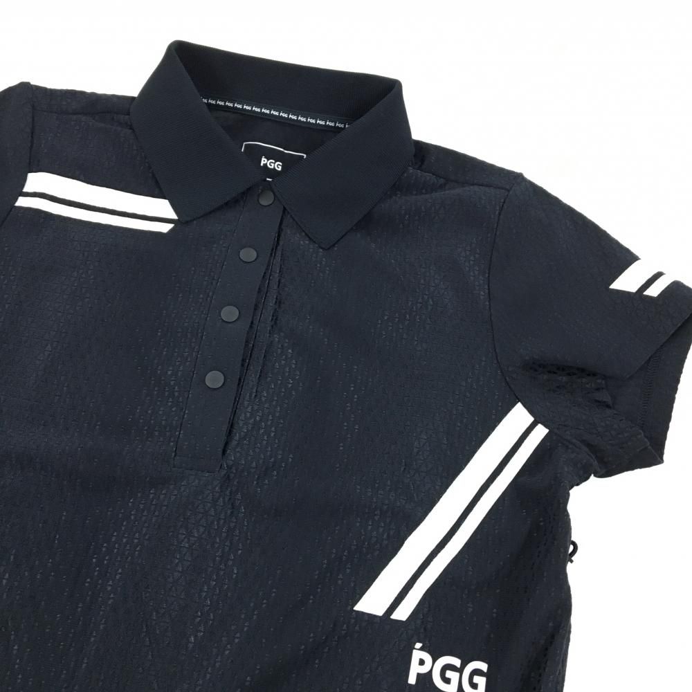 ゴルフ 【超美品】PGGパーリーゲイツ 半袖ポロワンピース 黒×白 織生地
