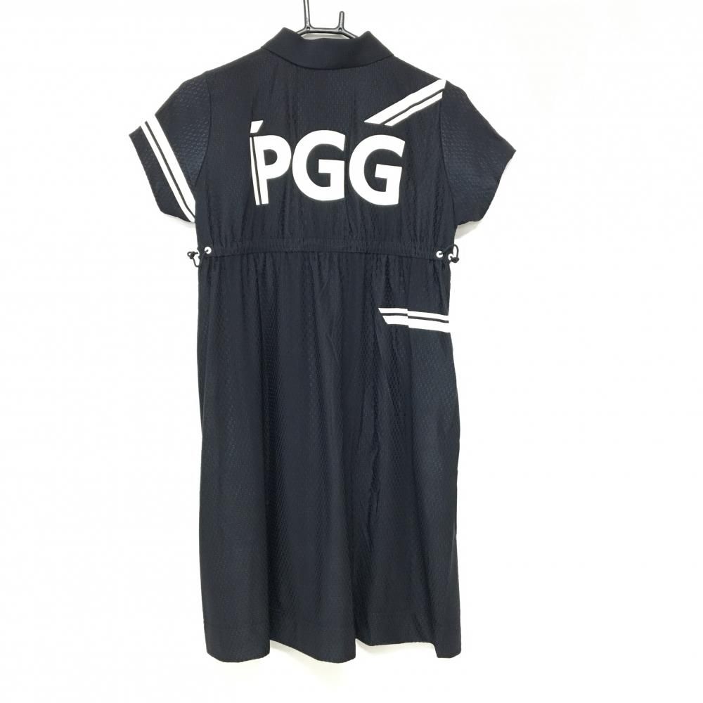 【超美品】PGGパーリーゲイツ 半袖ポロワンピース 黒×白 織生地 ドローコード レディース 0(S) ゴルフウェア 2024年モデル PEARLY GATES 超美品】PGGパーリーゲイツ 半袖ポロワンピース 黒×白 織生地 ドロー