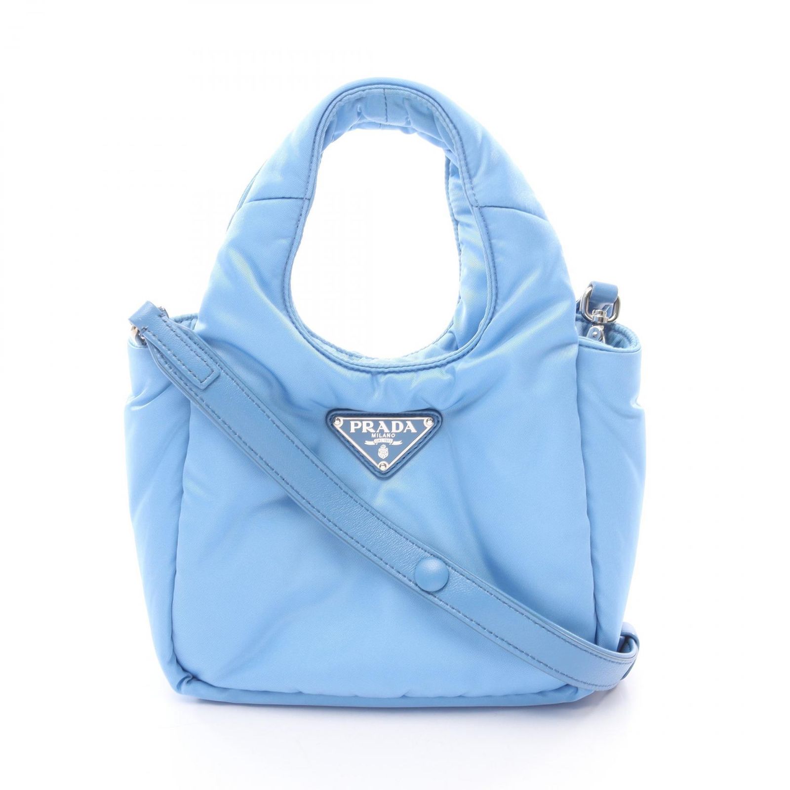 プラダ PRADA ハンドバッグ パデッド 1BA359 ライトブルー レザー 2way 