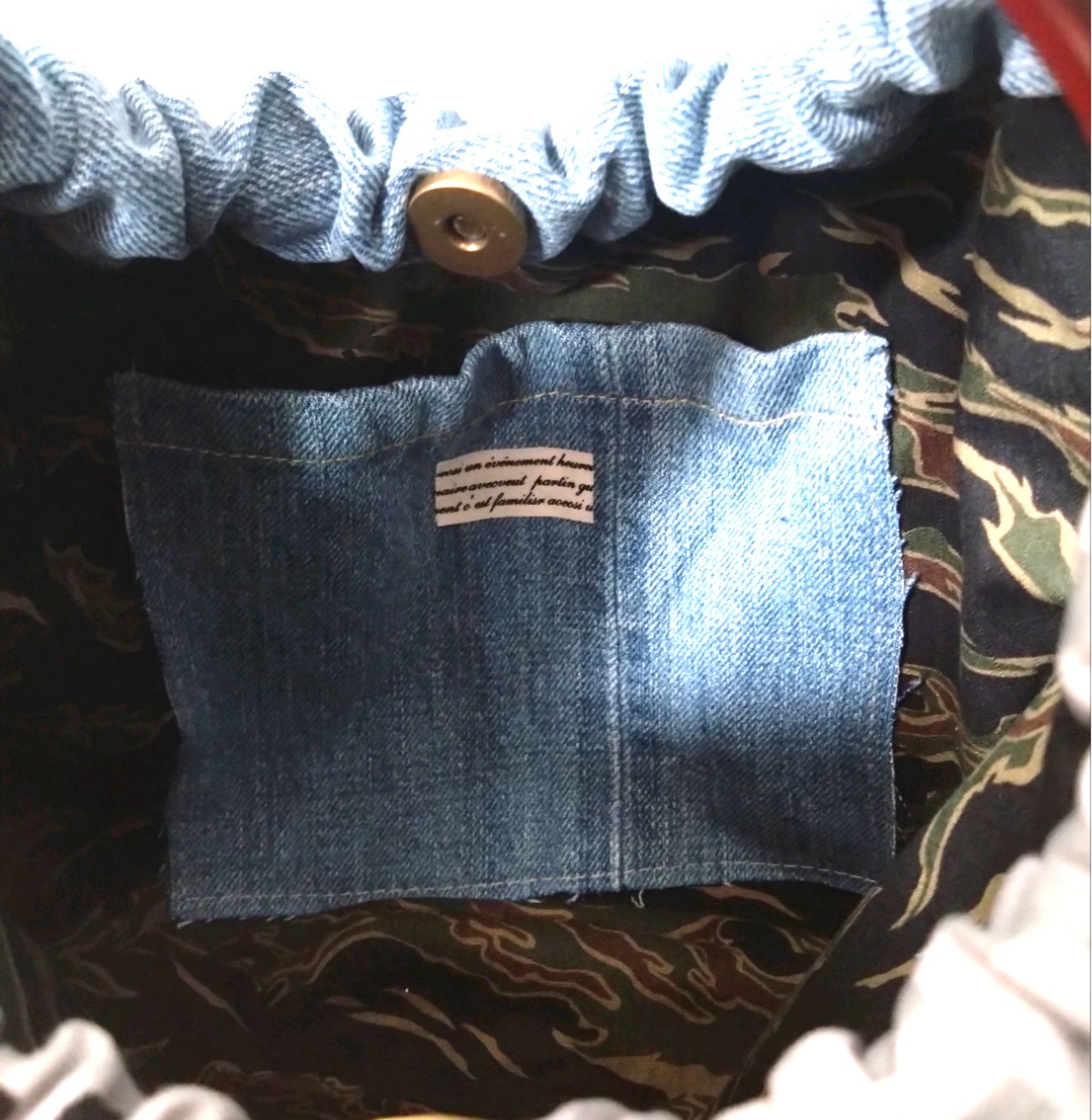 849【DENIM️リングハンドルバッグ̈】デニムリメイクバッグ №849DENIM