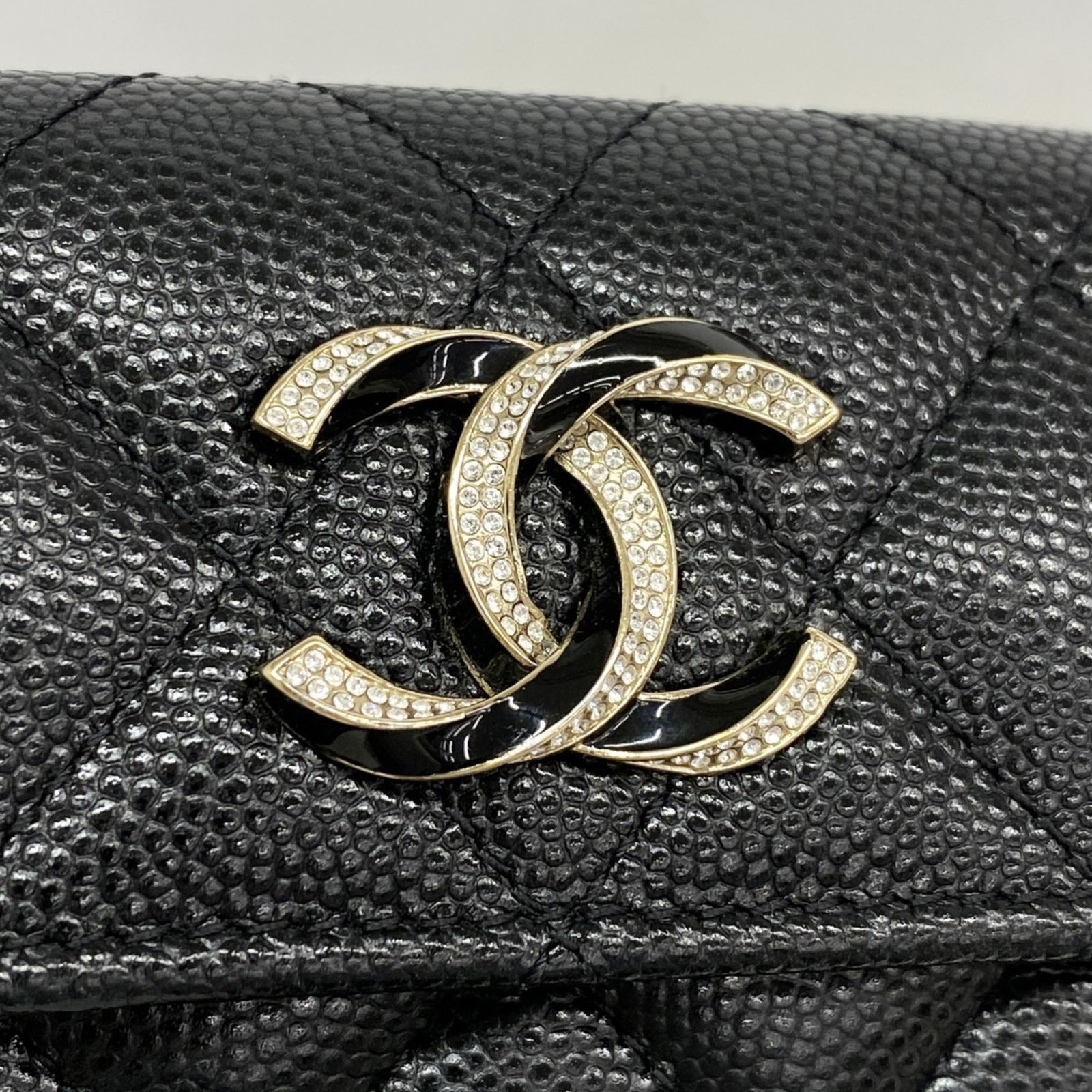 シャネル(Chanel) シャネル 三つ折り財布 マトラッセ キャビアスキン 