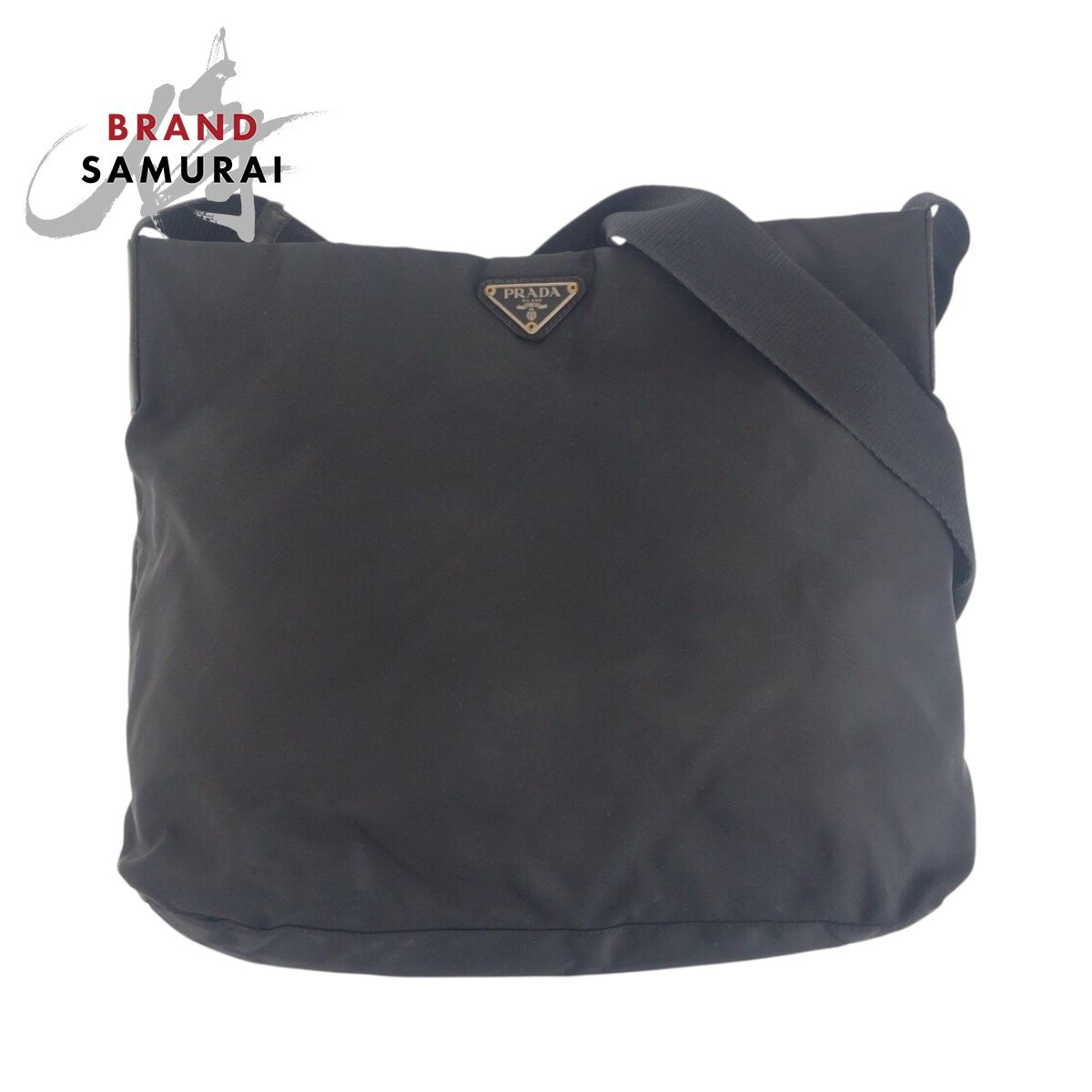 美品 PRADA プラダ テスート 三角ロゴプレート ブラック 黒 シルバー 