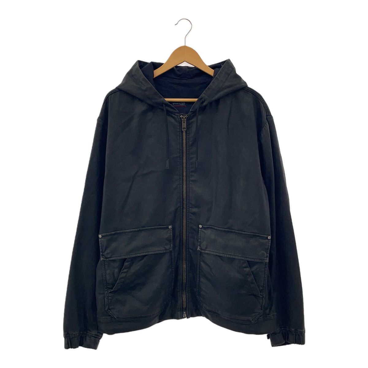 DIESEL ディーゼル フェイクレザーパーカー フーディー 後染め ブラック コットン ポリウレタン チュニジア製 DIESEL ディーゼル フェイクレザーパーカー フーディー 後染め