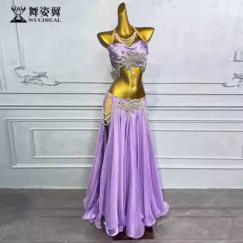 新品 未使用 スカート衣装 ベリーダンス衣装 レディース オリエンタルダンス 社交ダンス衣装 ダンスドレス ステージ衣装 舞台衣装 パフォーマンス ショー 発表会 ビジュー装飾 ロングスカート セットアップ 多色展開 手作りシリーズQC3295