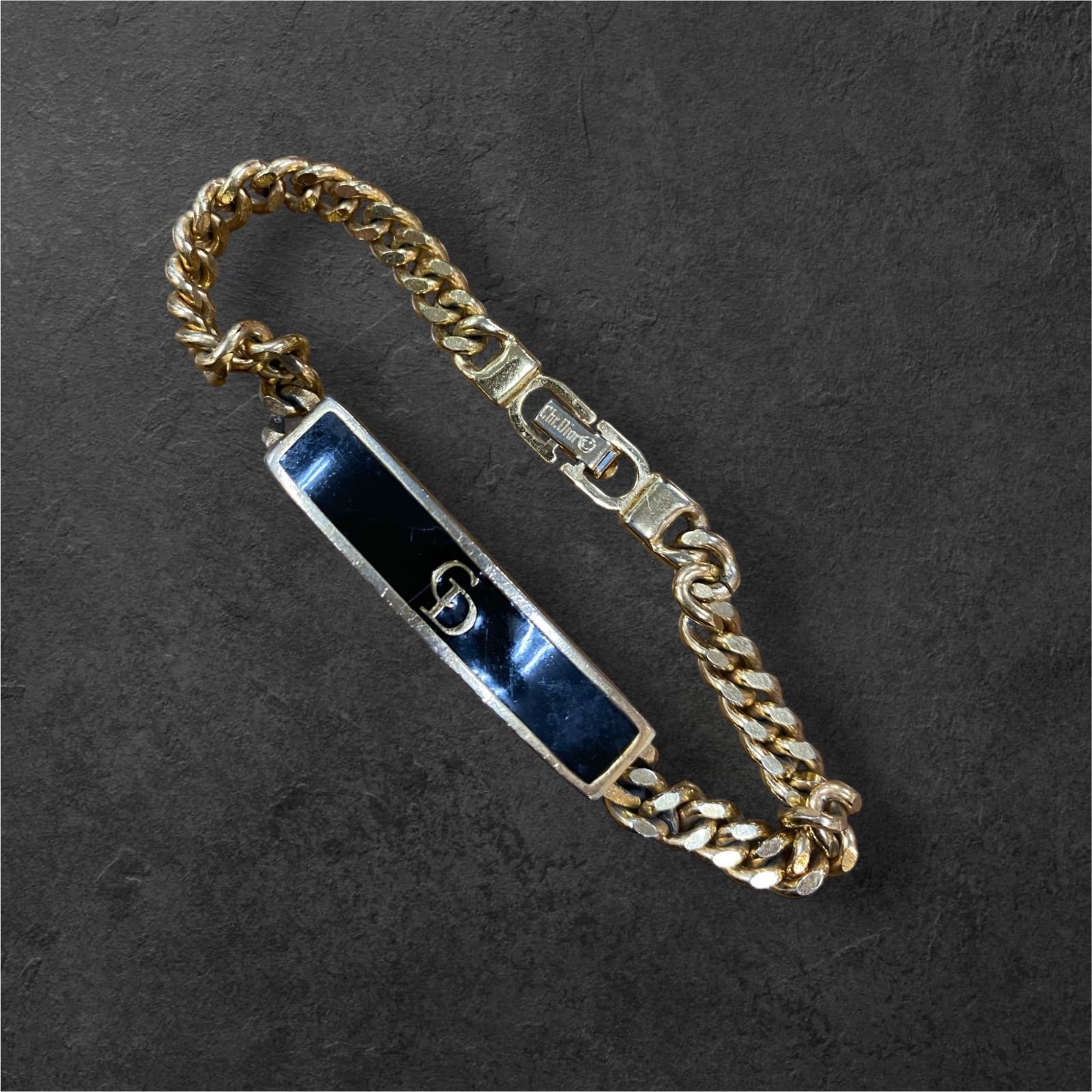 Dior ディオール CD ロゴ プレート ゴールド ブレスレット バングル 