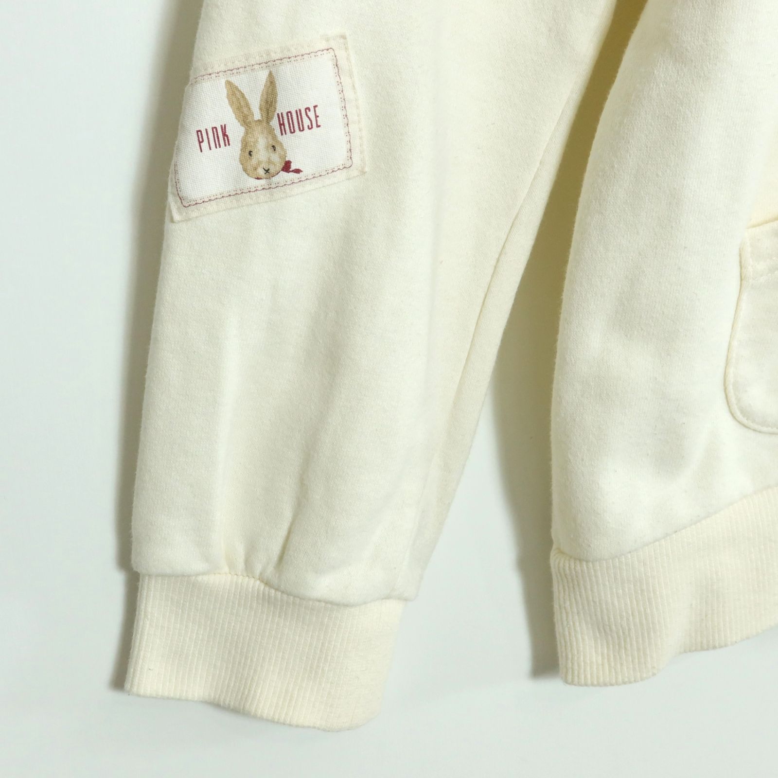 ピンクハウス★うさぎの刺繍がキュート♪ロゴプリント ギンガムチェック パーカーサイズ3(M) ホワイト系 z18659 ピンクハウス☆うさぎの刺繍がキュート♪ロゴプリント ギンガム
