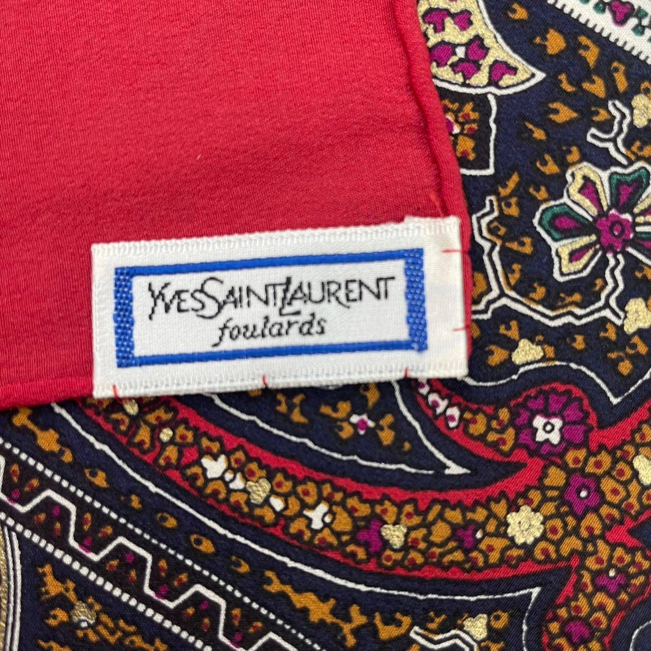 極美品 YVES SAINT LAURENT イヴサンローラン スカーフ シルク