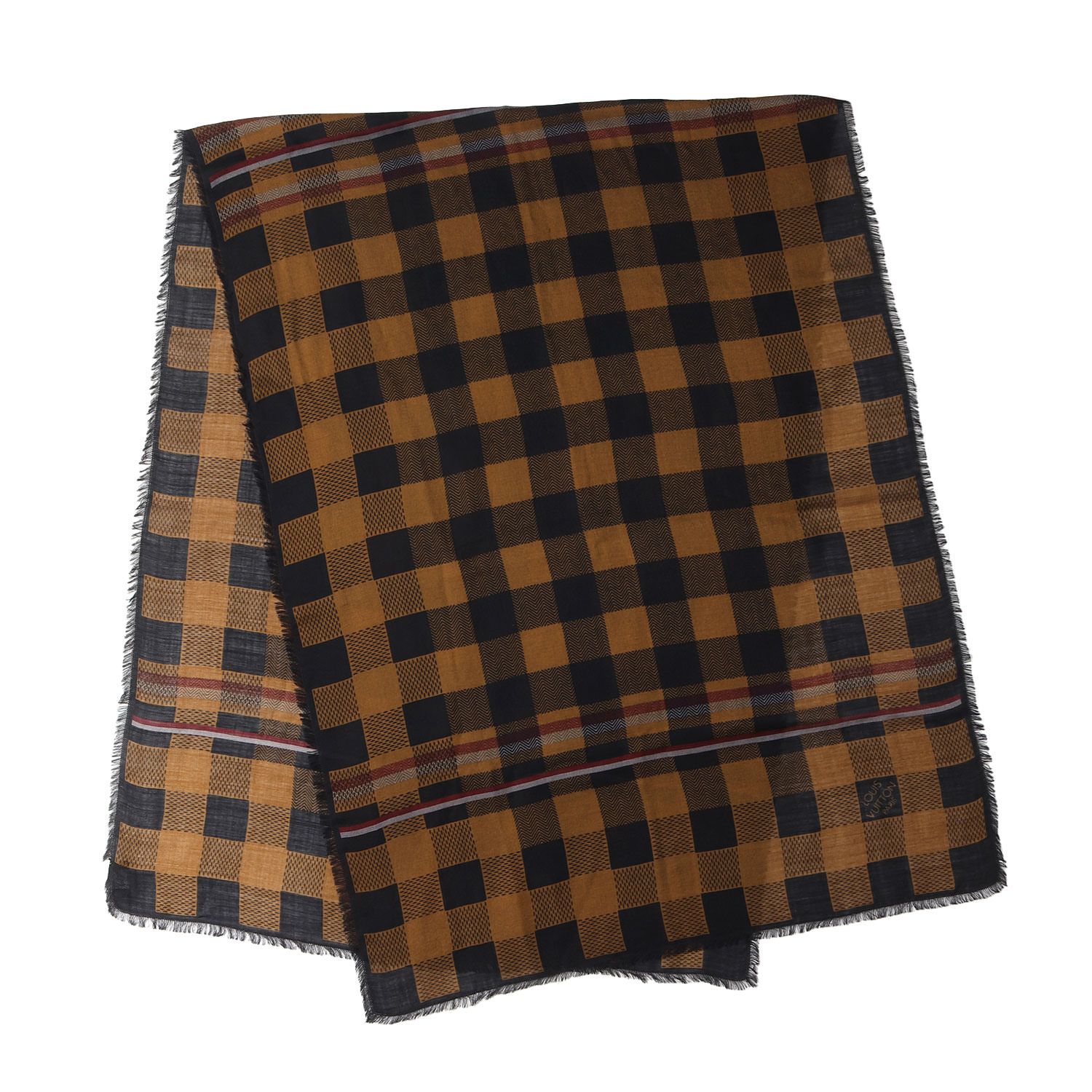 美品】LOUIS VUITTON ルイヴィトン マサイ チェック ウール 美品】LOUIS VUITTON ルイヴィトン マサイ チェック ウール