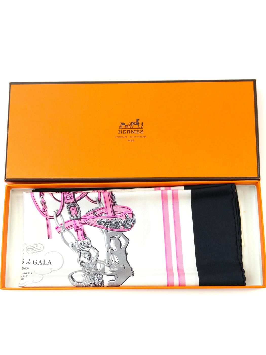 HERMES エルメス カレ45 Brides de Gala シルク スカーフ ピンク 管理