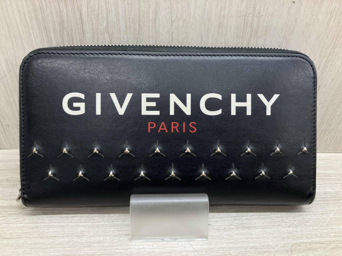 通年 GIVENCHY ジバンシー 長財布 ロゴプリント ブラック