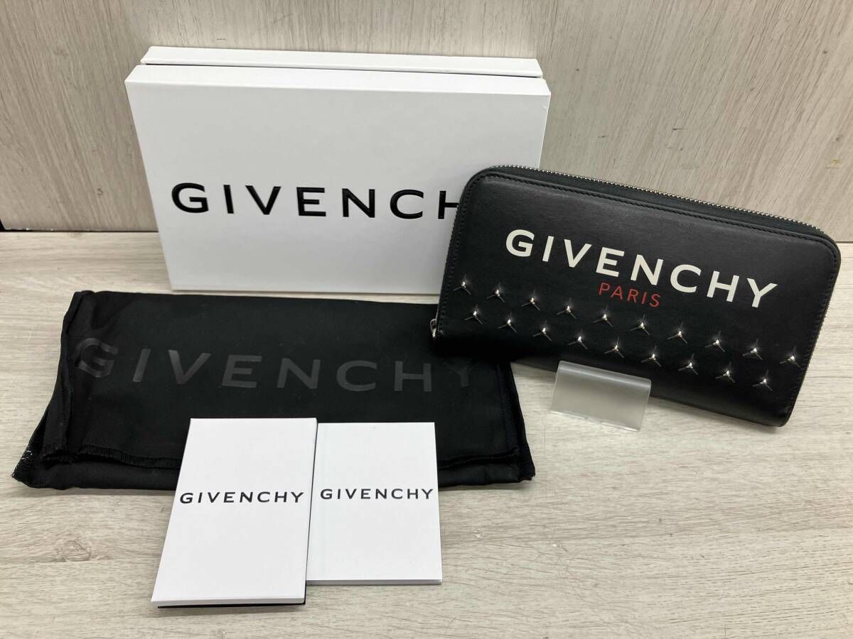 通年 GIVENCHY ジバンシー 長財布 ロゴプリント ブラック