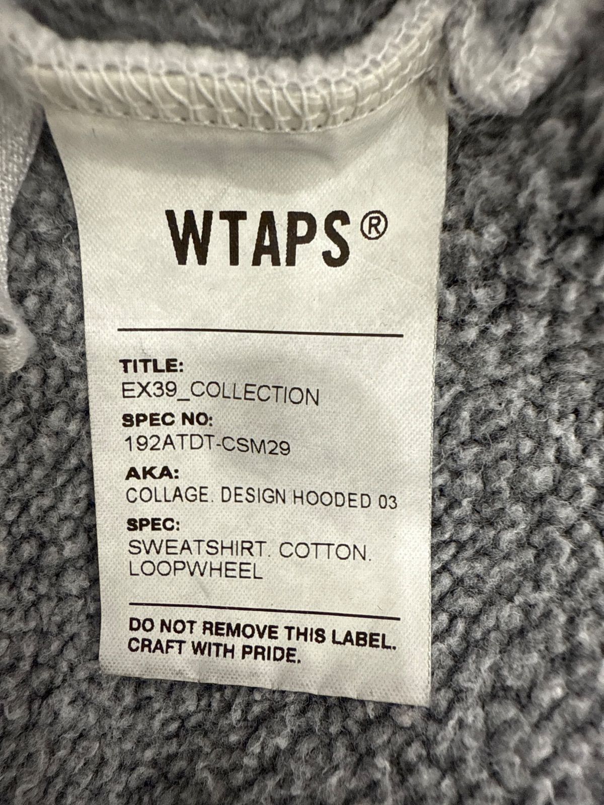 R00429｜WTAPS｜ダブルタップス｜パーカー｜フーディー｜グレー｜GRAY 