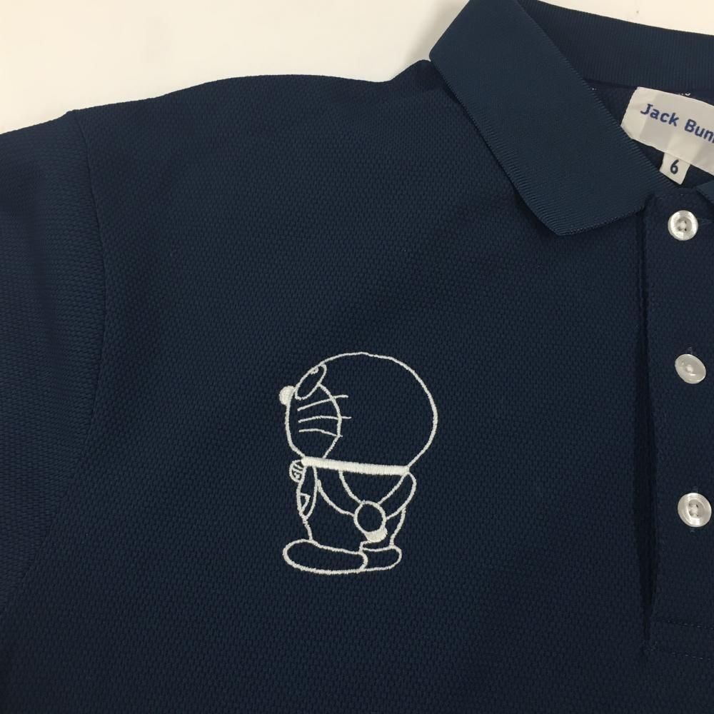 美品】ジャックバニー×ドラえもん 半袖ポロシャツ ネイビー×白 胸ロゴ