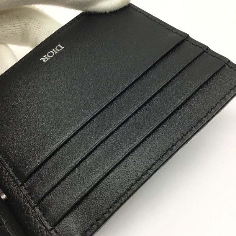 DIOR【ディオール】二つ折り財布/マネークリップ レザー ブラック