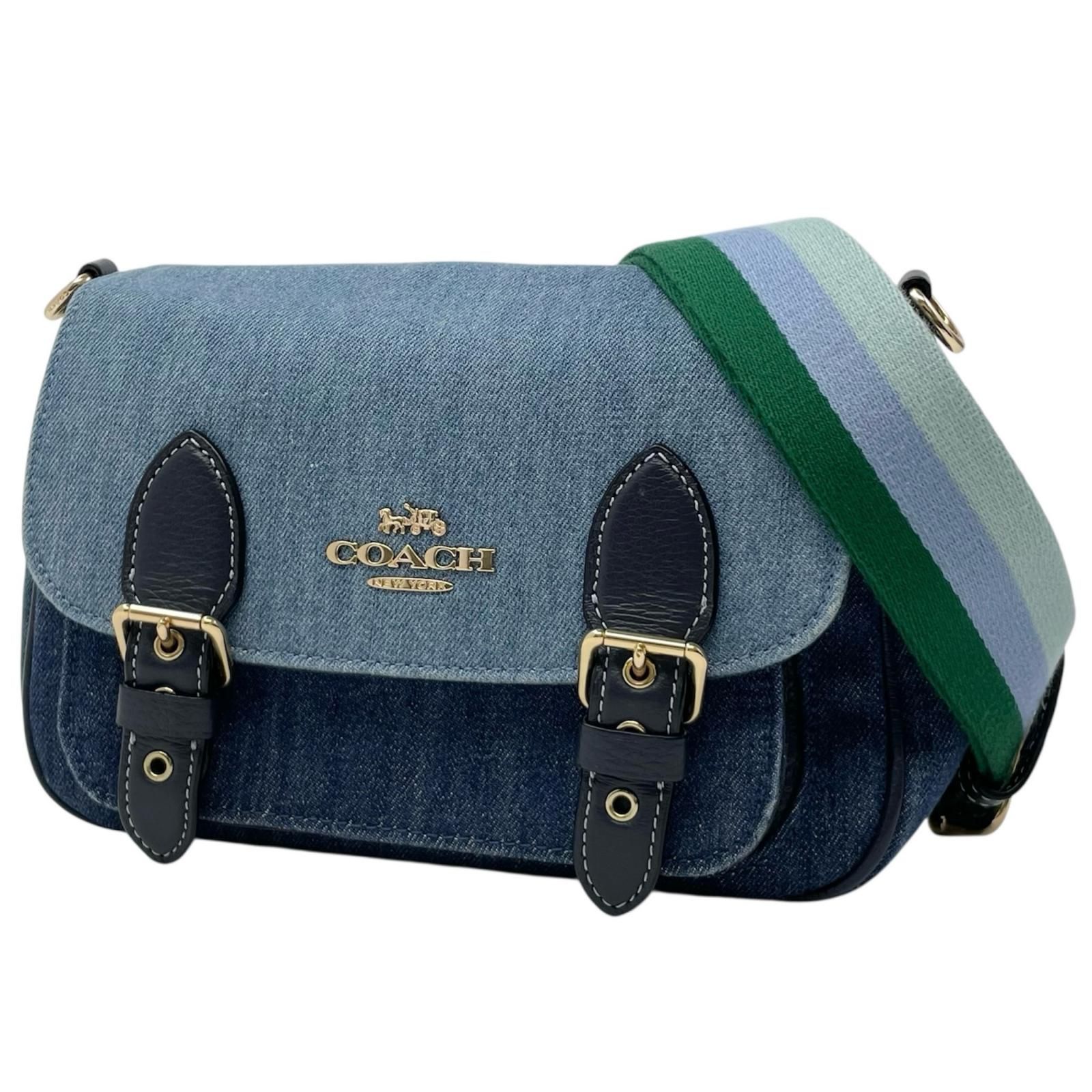 COACH | コーチ デニム ショルダーバッグ C8583 ライトブルー×ネイビー 