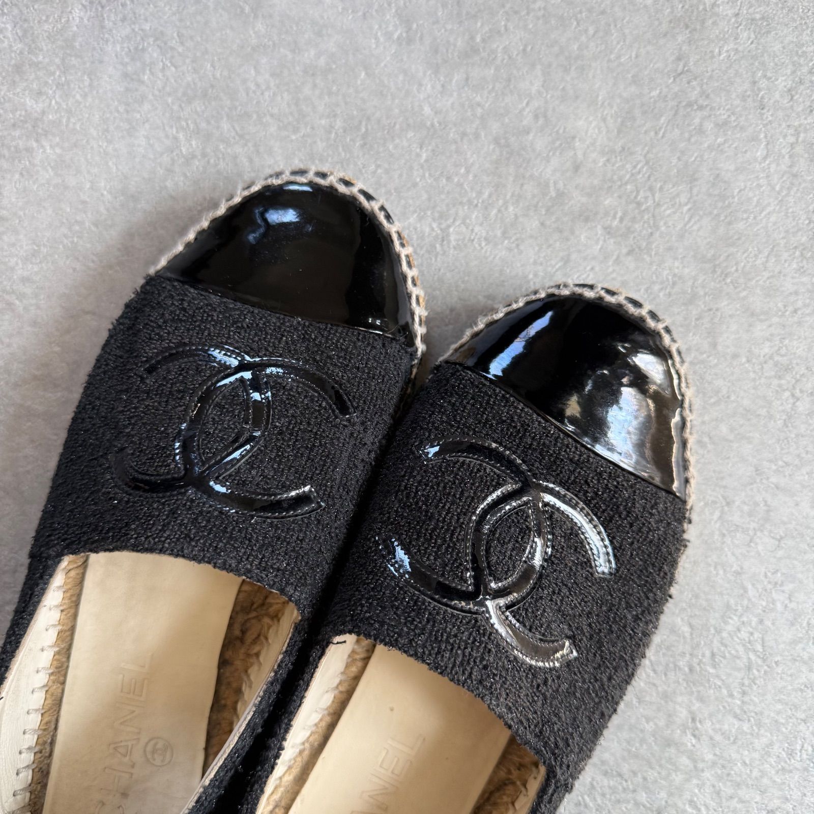 CHANEL シャネル エスパドリーユ ココマーク パイル生地 フラット 