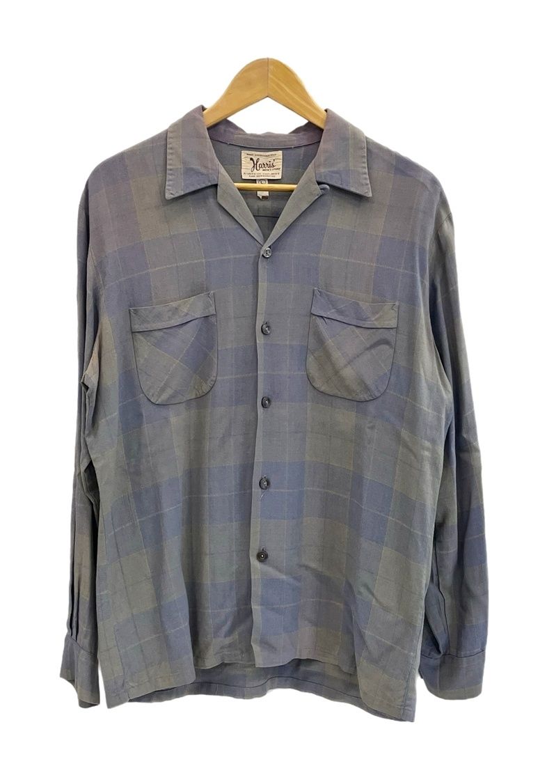 50s 60s Harris&Frank ハリス＆フランク レーヨンシャツ L ヴィンテージ vintage 50s~60s 50s 60s Harris' オンブレシャドー