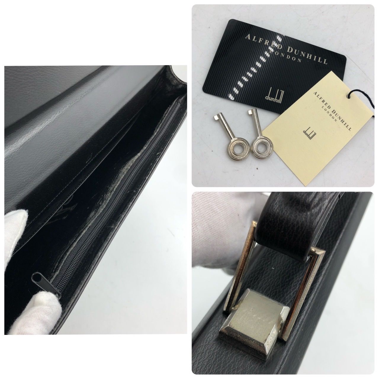 ダンヒル dunhill ビジネスバッグ ブリーフケース 黒 レザー 鍵付き 
