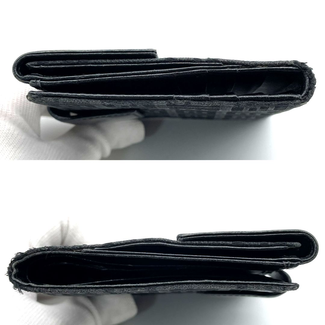 フェンディ FENDI 二つ折り財布 ズッカ柄 キャンバス レザー ブラック