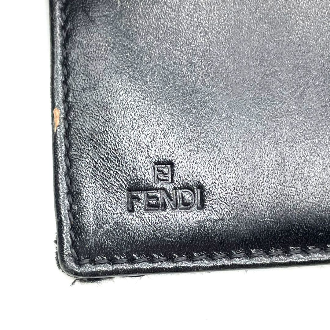 フェンディ FENDI 二つ折り財布 ズッカ柄 キャンバス レザー ブラック
