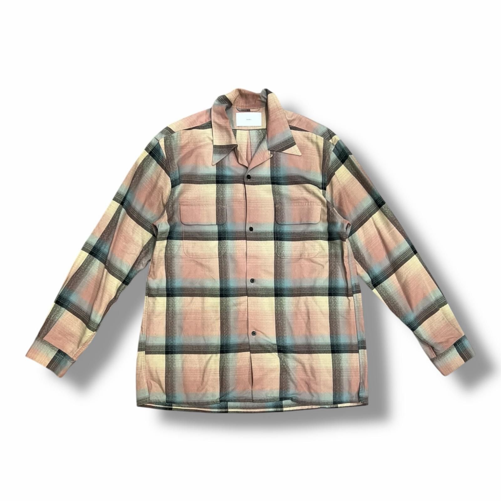 SUGARHILL RAYON OMBRE PLAID OPEN COLLAR BLOUSE チェックシャツ 