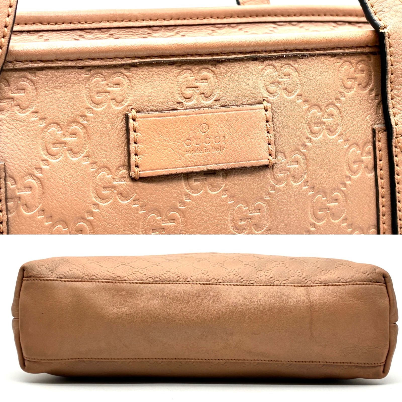 GUCCI グッチ バックパック　トートバック　レザー　ベージュ　本革 極美品 GUCCI グッチ グッチシマ GG トートバッグ レザー 本革 ピンク