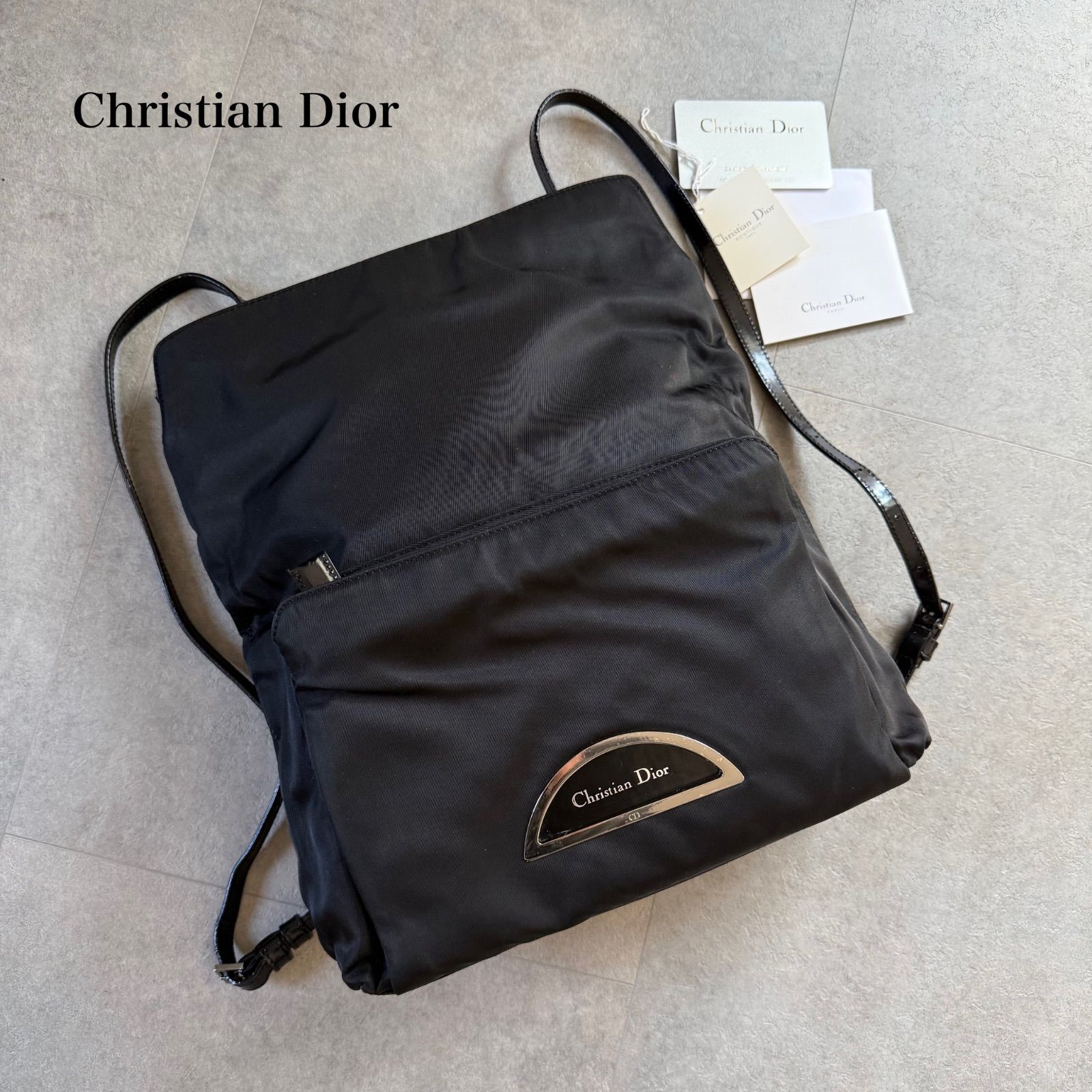 希少 Christian Dior クリスチャンディオール ロゴプレート ナイロン 