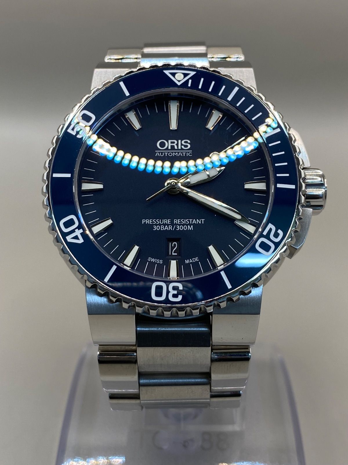 ORIS アクイス デイト 7653 裏スケ 自動巻 SS メンズ 腕時計 01 733 7653 4155 - 07 8 26 01PEB | 3445298