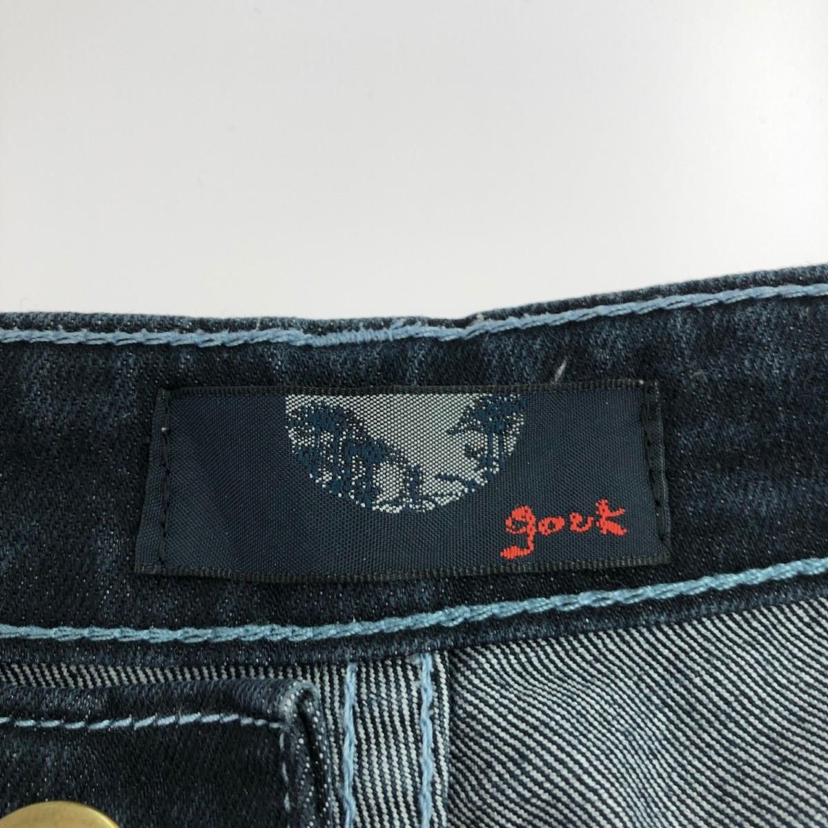 GOUK ロゴプリント デニムパンツ ドラゴン/龍/刺繍 ネイビー 