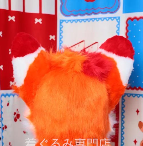 コスプレ衣装 着ぐるみヘッド 猫　赤　 オレンジ色 全頭ヘッド ケモノ ファースーツ ぬいぐるみ コスプレ コスチューム kigurumi 一点物