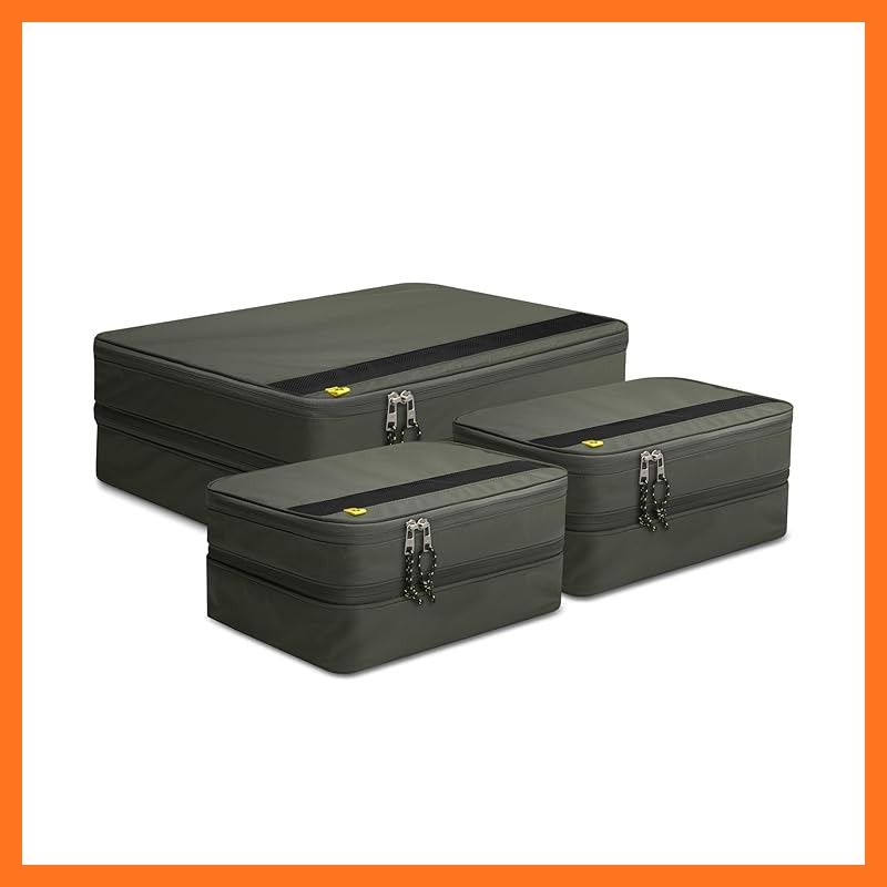 【新品】 Spigen トラベルポーチ 旅行用圧縮袋 パッキングポーチ スペース節約 大容量収納可能 Sサイズ 2点＋XLサイズ 1点入（ハンターグリーン） 1