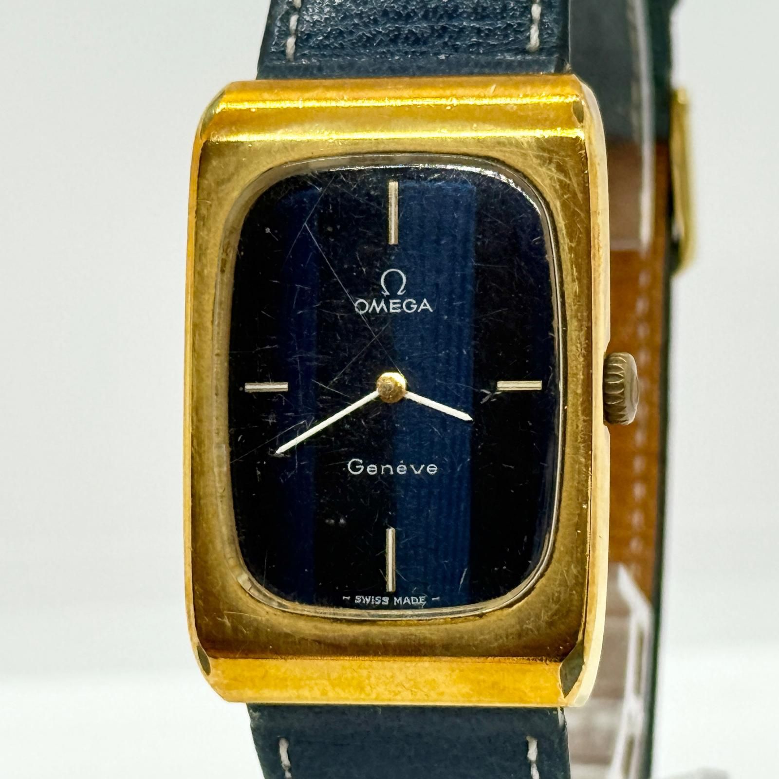 OMEGA オメガ Geneve ジュネーブ ネイビー 手巻き レディース 希少文字