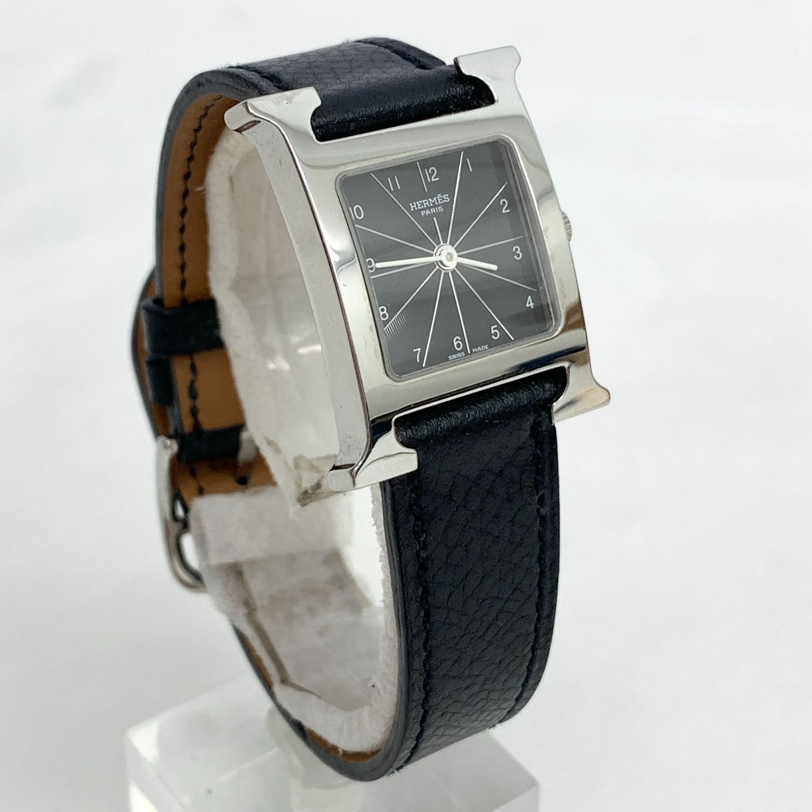 HERMES エルメス Hウォッチ HH1.210 ブラック 黒 文字盤 F▢ 腕時計 
