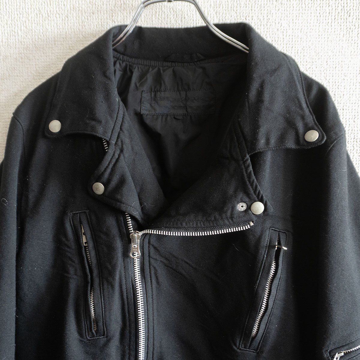AD2010】COMME des GARCONS HOMME【製品染め ポリ縮絨 ライダース 