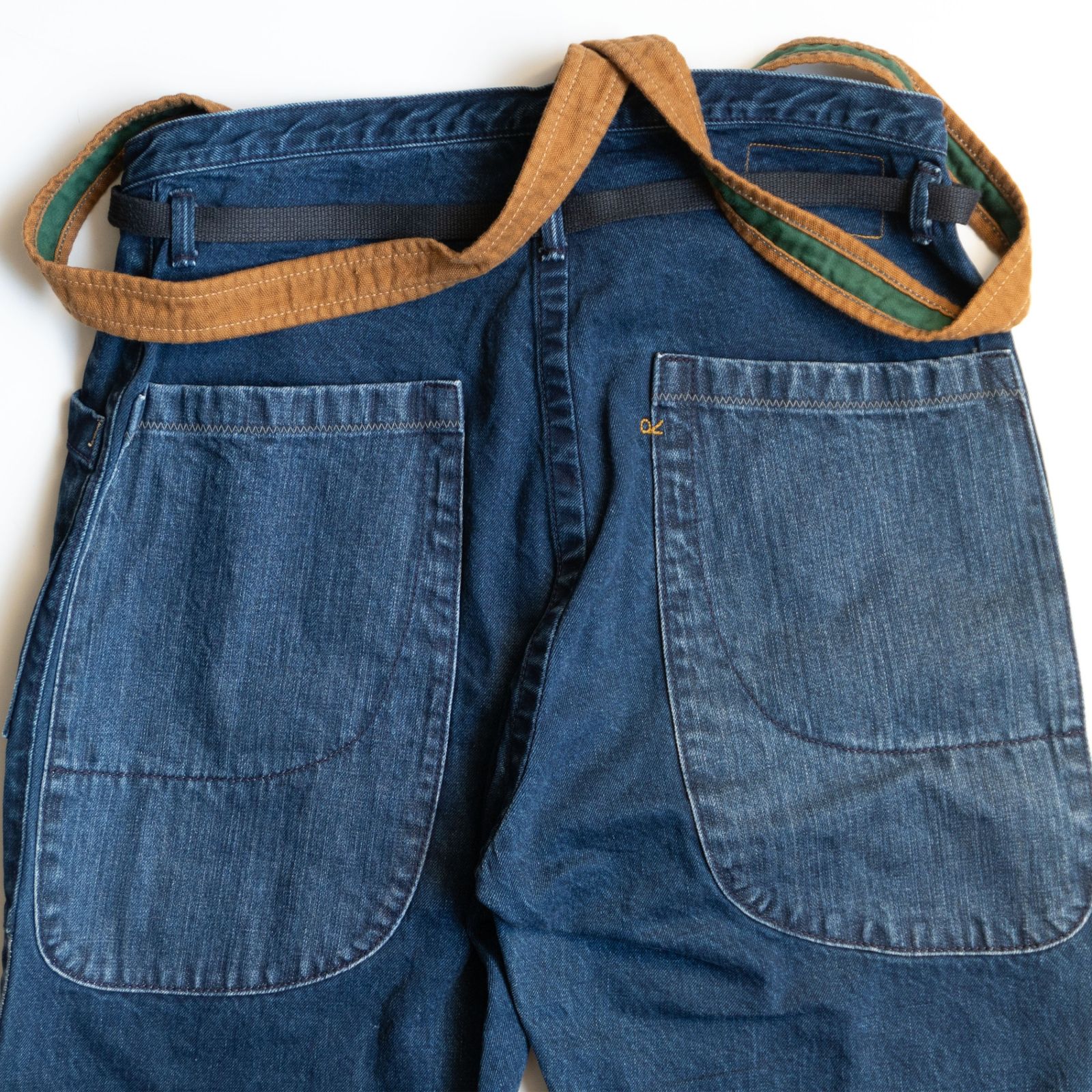 美品】45R【908ヨットットパンツ】 デニム パッチワーク サスペンダー