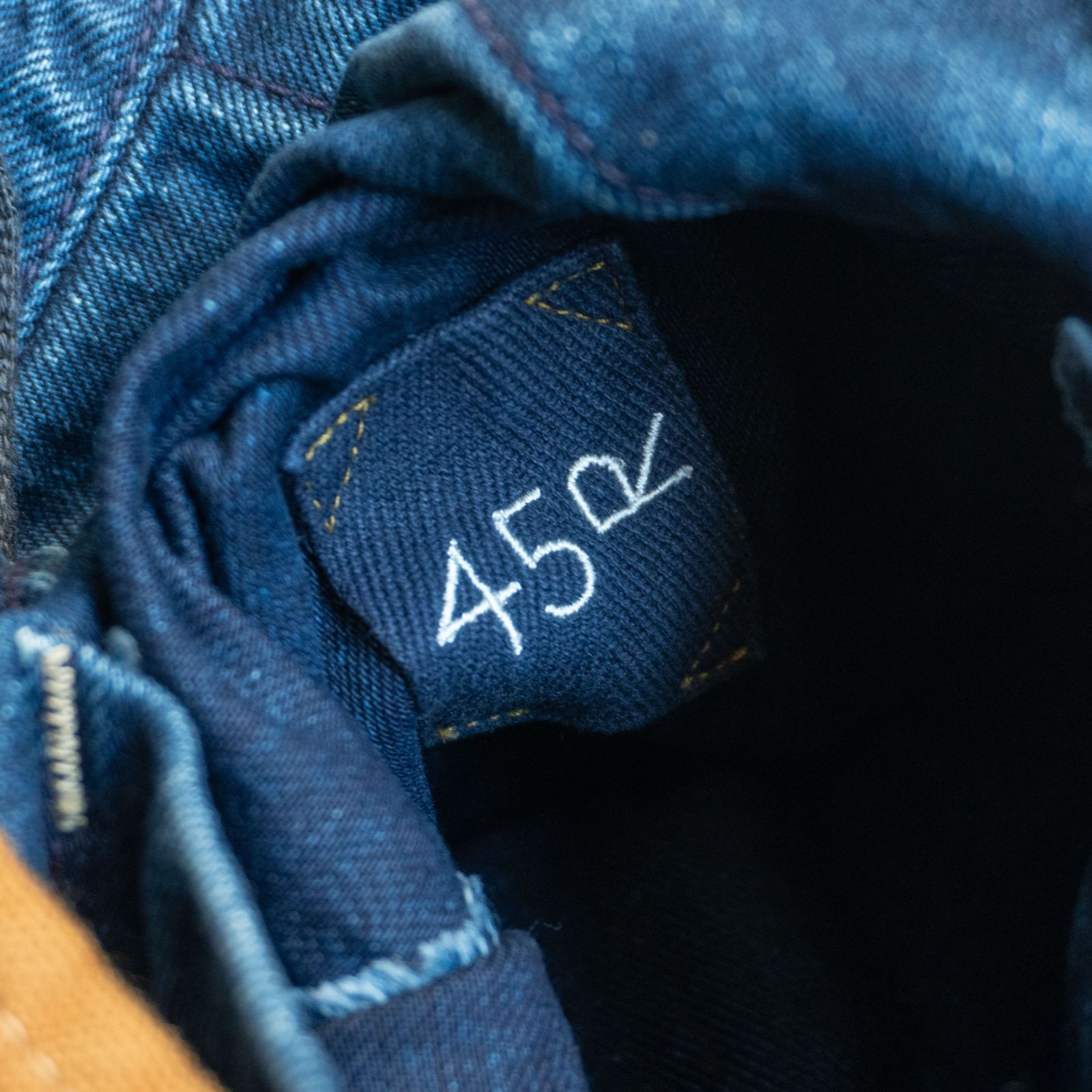 美品】45R【908ヨットットパンツ】 デニム パッチワーク サスペンダー