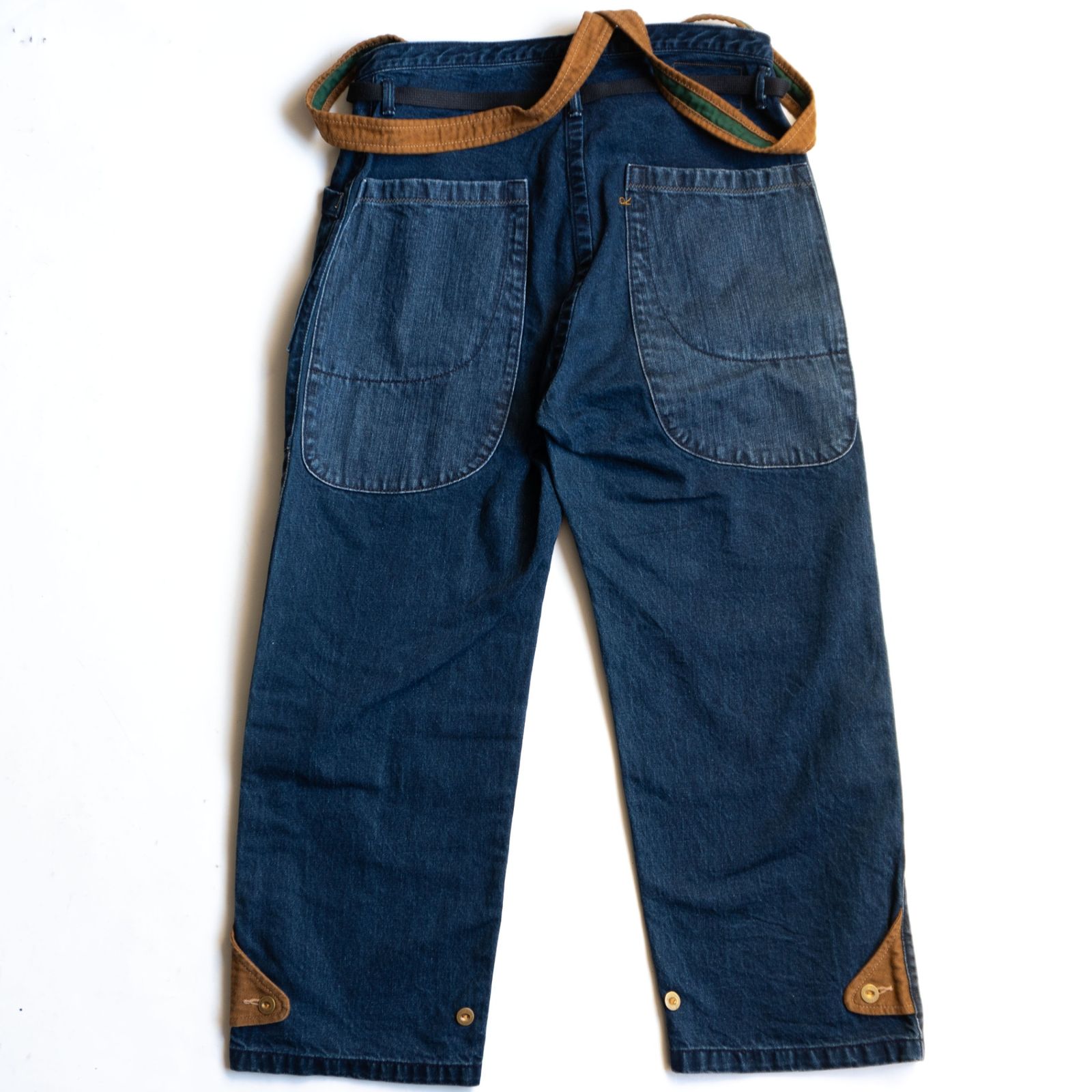 美品】45R【908ヨットットパンツ】 デニム パッチワーク サスペンダー
