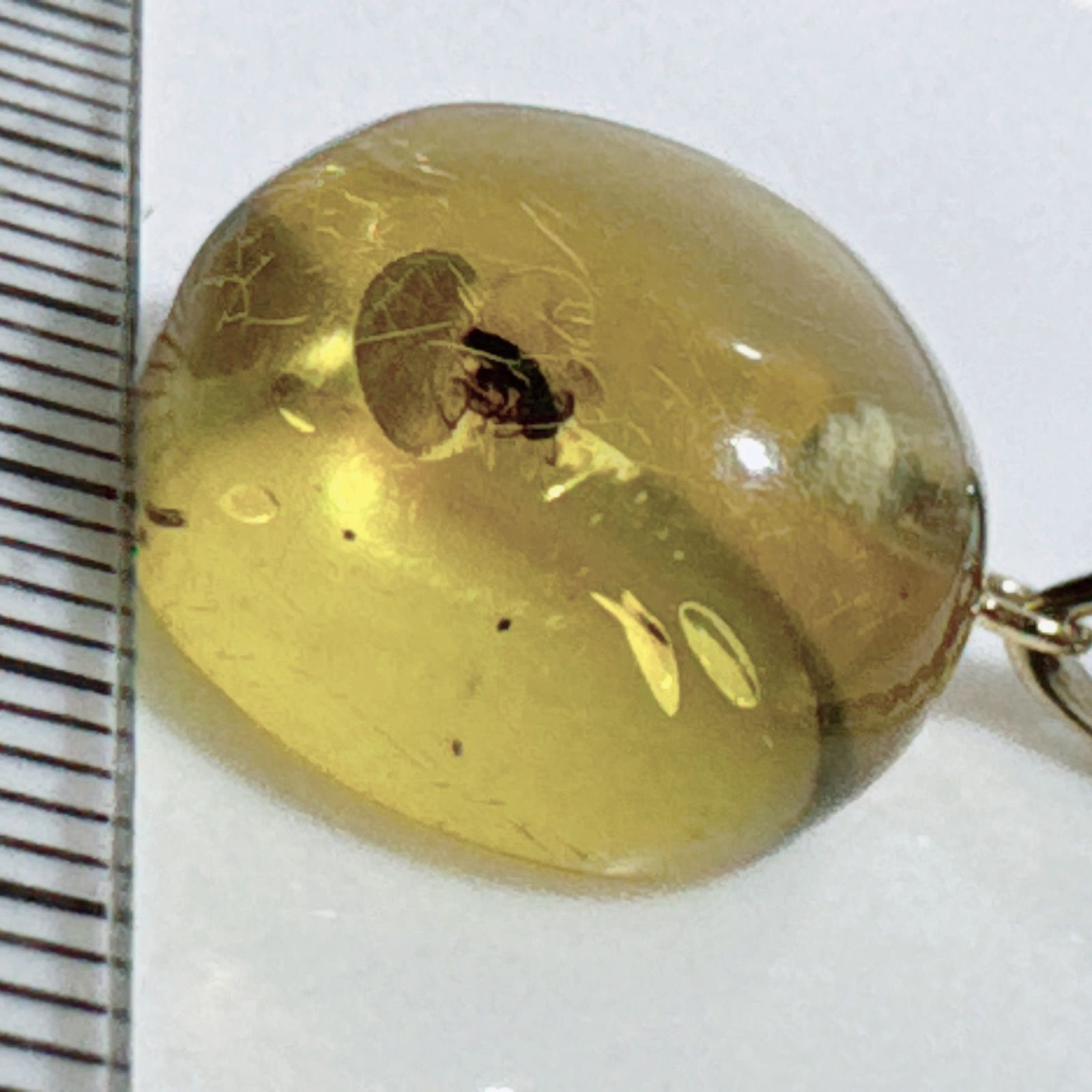 琥珀虫入りペンダントブラックスピネルネックレスNO25-2406 虫入り