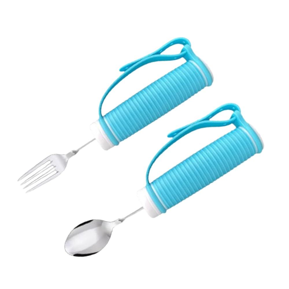 Asdays 介護用スプーン 介護 スプーン すくいやすい食器 子ども 介護用品 箸 ののじ スプーン 食器 自助具 ステンレス製ハンドル付き (ブルー) [ブルー]