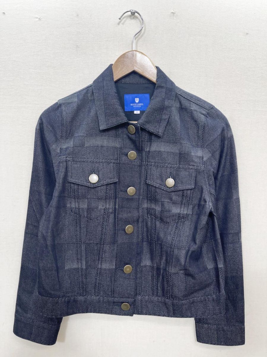 CRESTBRIDGE デニムジャケット Gジャン 袖 襟 チェック柄 38 Blue 