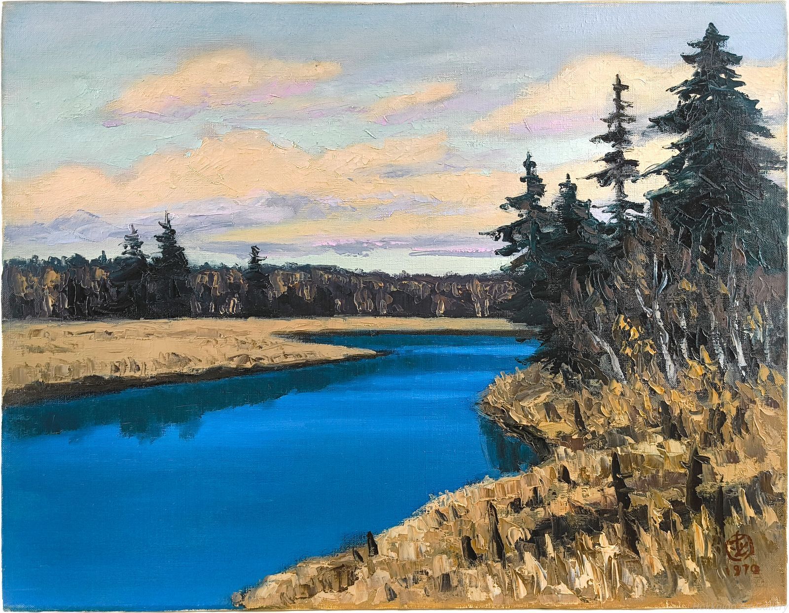 ホアンキエム湖での晩秋  (油絵) 坂本直行 「晩秋の別当賀川」 油絵・油彩画 絵画 - メルカリ